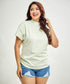 Side Gathered Crew Neck Tshirt- Light Green